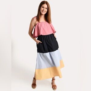 English Factory Colour Block Maxi Dress